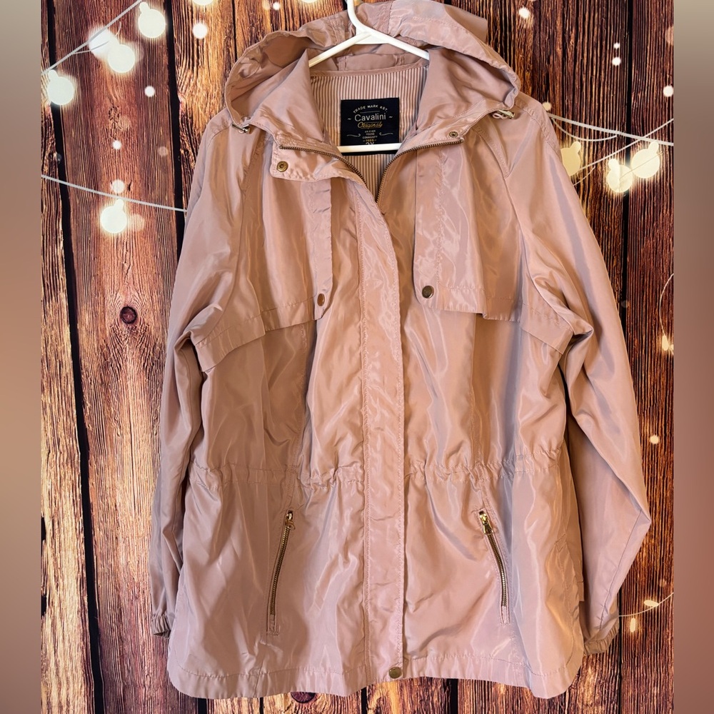 Cavalini Women's Blush Pink Lightweight, Hooded Windbreaker Jacket